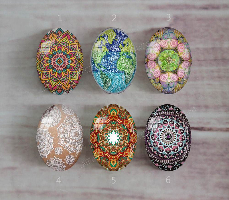 Handmade oval Photo Glass Cabochons Pattern A537