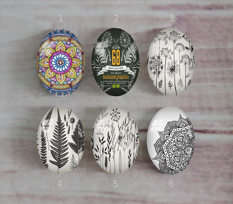 Handmade oval Photo Glass Cabochons Pattern A539