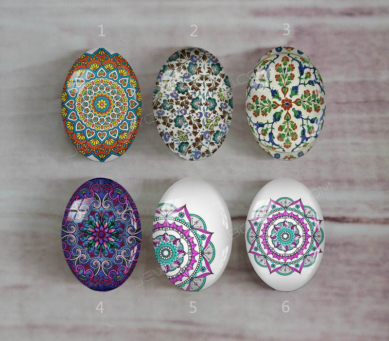 Handmade oval Photo Glass Cabochons Pattern A546