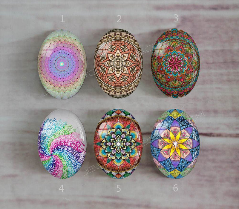 Handmade oval Photo Glass Cabochons Pattern A547