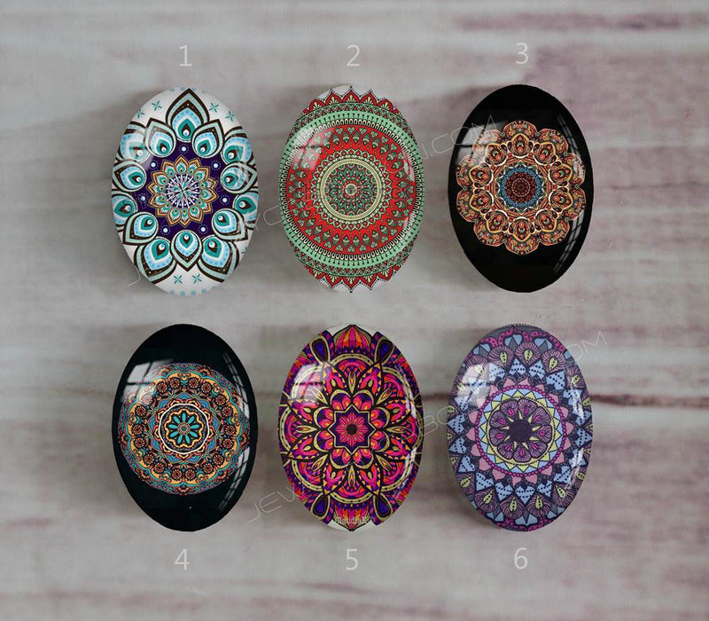Handmade oval Photo Glass Cabochons Pattern A548