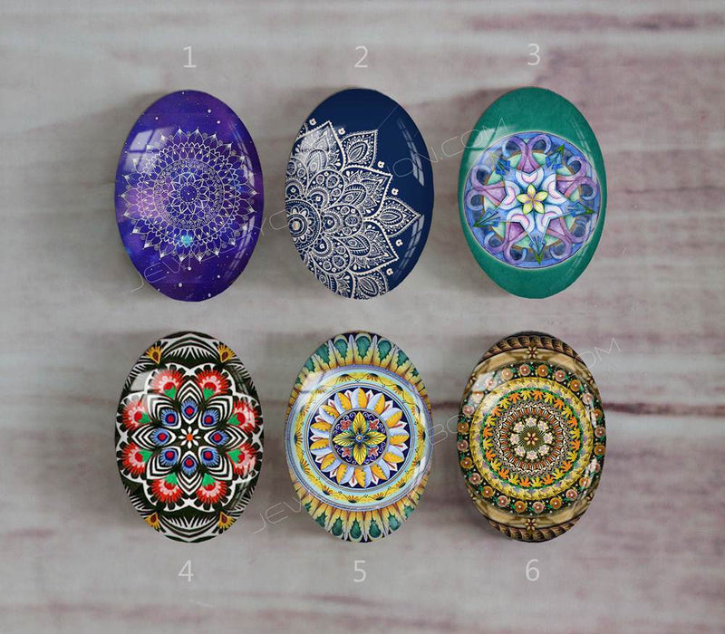 Handmade oval Photo Glass Cabochons Pattern A552