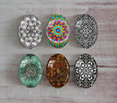Handmade oval Photo Glass Cabochons Pattern A554