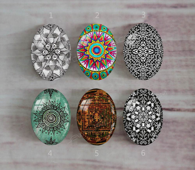 Handmade oval Photo Glass Cabochons Pattern A554