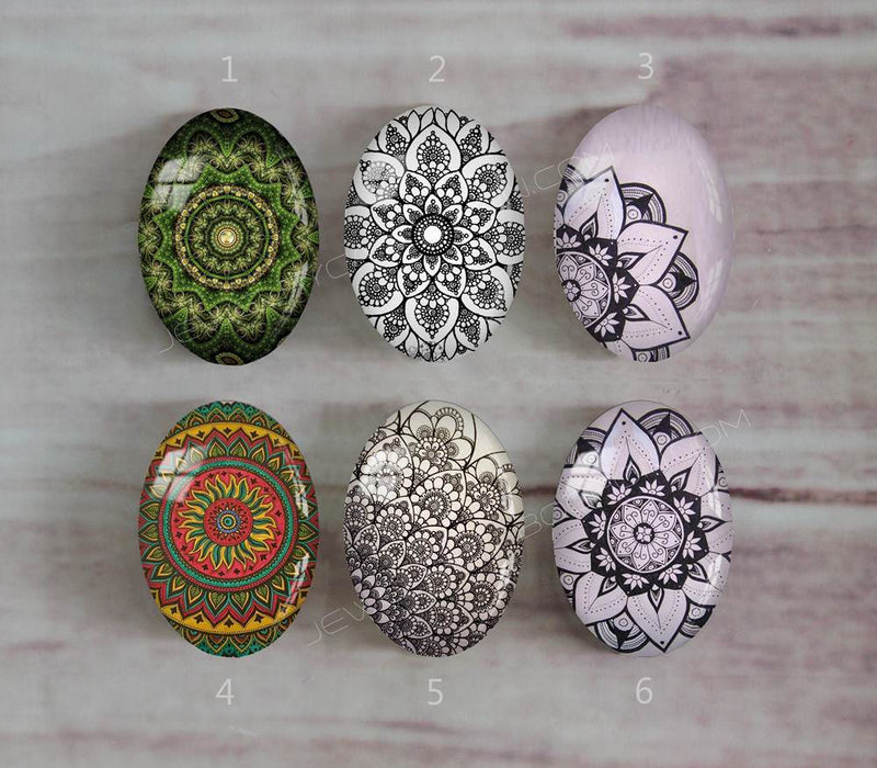 Handmade oval Photo Glass Cabochons Pattern A560