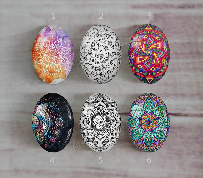 Handmade oval Photo Glass Cabochons Pattern A562