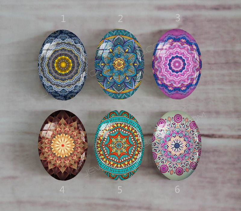 Handmade oval Photo Glass Cabochons Pattern A571