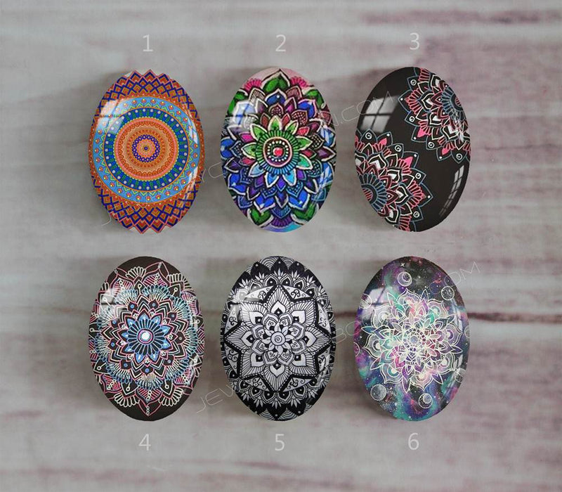 Handmade oval Photo Glass Cabochons Pattern A574