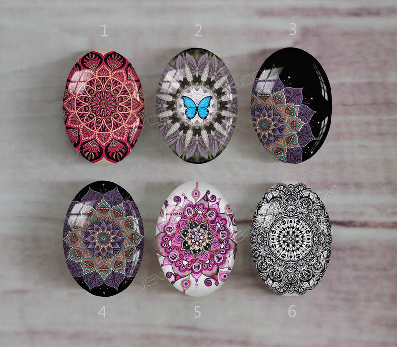 Handmade oval Photo Glass Cabochons Pattern A577