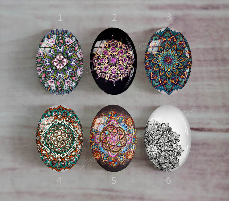 Handmade oval Photo Glass Cabochons Pattern A582