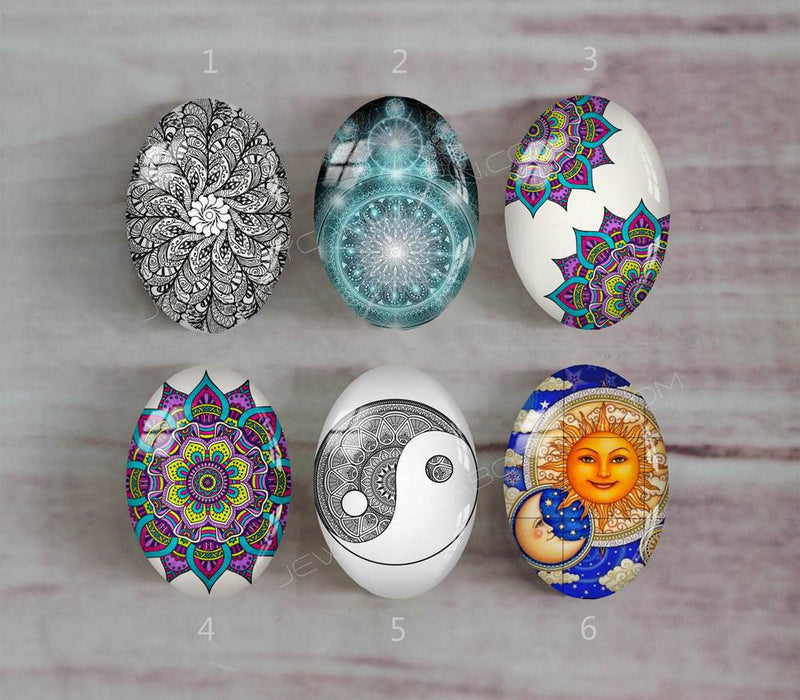 Handmade oval Photo Glass Cabochons Pattern A583