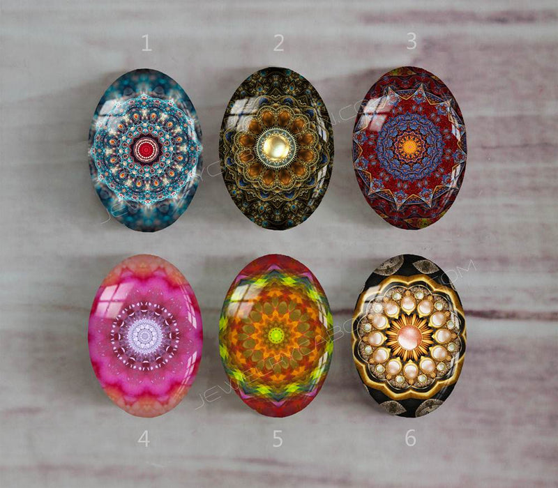 Handmade oval Photo Glass Cabochons Pattern A586