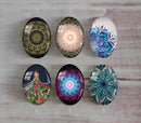 Handmade oval Photo Glass Cabochons Pattern A587