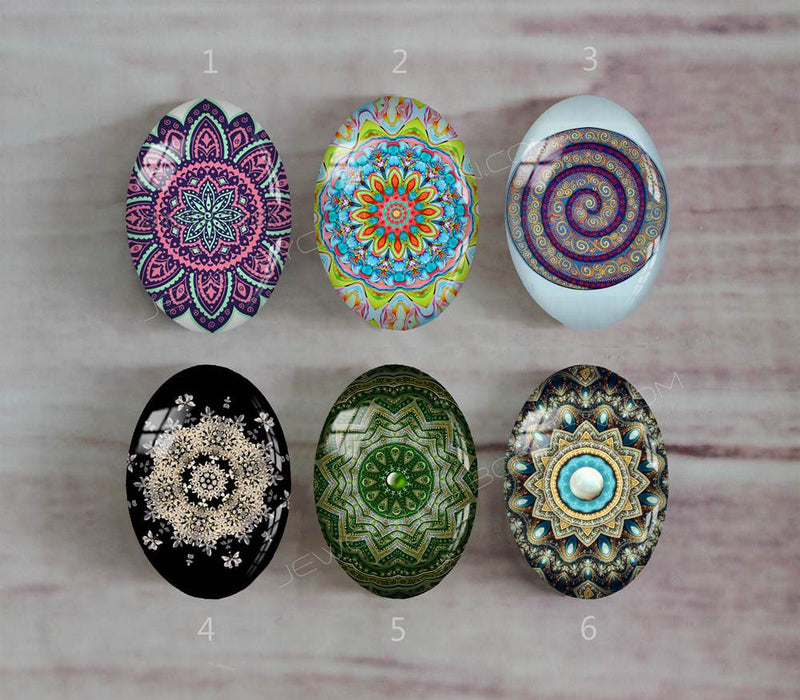 Handmade oval Photo Glass Cabochons Pattern A588