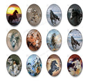 Handmade oval Photo Glass Cabochons animal horse A602
