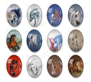 Handmade oval Photo Glass Cabochons animal horse A603