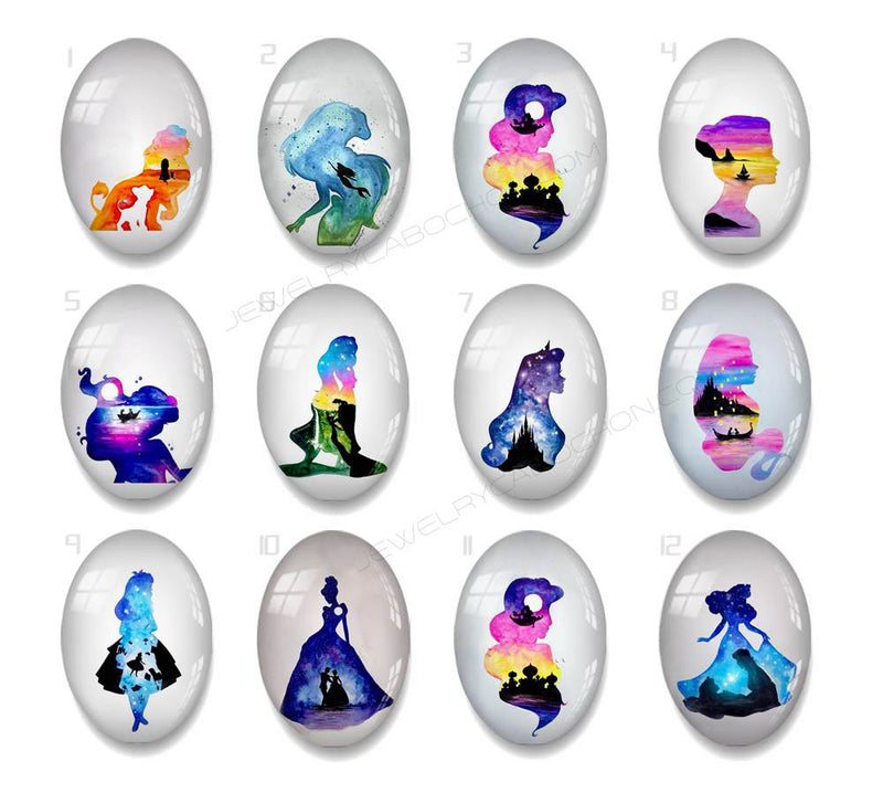 Handmade oval Photo Glass Cabochons A617