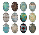 Handmade oval Photo Glass Cabochons Pattern Wood grain A625