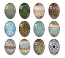 Handmade oval Photo Glass Cabochons Pattern Wood grain A626