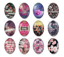 Handmade oval Photo Glass Cabochons flower A629