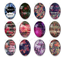 Handmade oval Photo Glass Cabochons flower A630