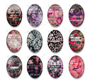 Handmade oval Photo Glass Cabochons flower A631