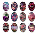Handmade oval Photo Glass Cabochons flower A632