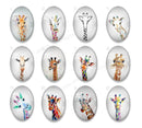 Handmade oval Photo Glass Cabochons animal giraffe A661