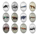 Handmade oval Photo Glass Cabochons animal A662