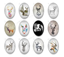 Handmade oval Photo Glass Cabochons animal deer A663