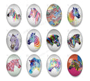 Handmade oval Photo Glass Cabochons animal zebra A664