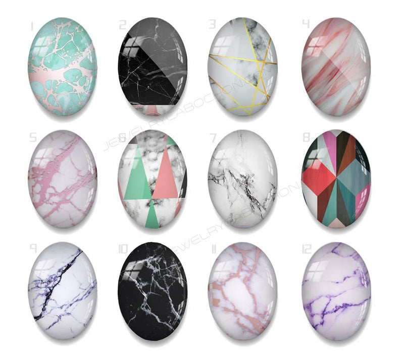 Handmade oval Photo Glass Cabochons Texture A666