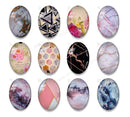 Handmade oval Photo Glass Cabochons geometric Texture A668