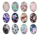 Handmade oval Photo Glass Cabochons plant flower A672