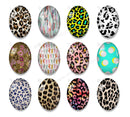Handmade oval Photo Glass Cabochons Streaks A679