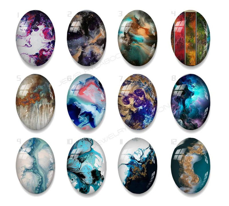 Handmade oval Photo Glass Cabochons A690