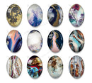 Handmade oval Photo Glass Cabochons A692