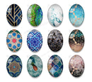 Handmade oval Photo Glass Cabochons geometric Pattern A694