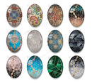 Handmade oval Photo Glass Cabochons geometric Pattern A695