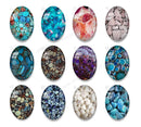 Handmade oval Photo Glass Cabochons stone A696