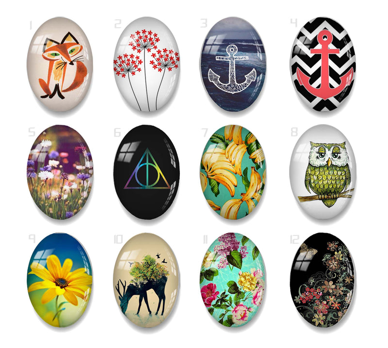 Handmade oval Photo Glass Cabochons geometric 51