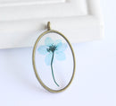 1pcs  Handmade Resin Little blue flower jewelry, pressed flower pendant necklace