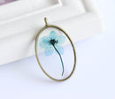 1pcs  Handmade Resin Little blue flower jewelry, pressed flower pendant necklace