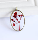 1pcs Gypsophila pressed flower jewelry, pressed flower oval pendant necklace, Real dried flower jewelry wholesale