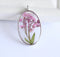 1pcs Pink pressed flower jewelry,pressed flower oval pendant necklace,Real dried flower jewelry wholesale