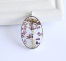 1pcs pressed flower oval pendant necklace,Real dried flower jewelry wholesale