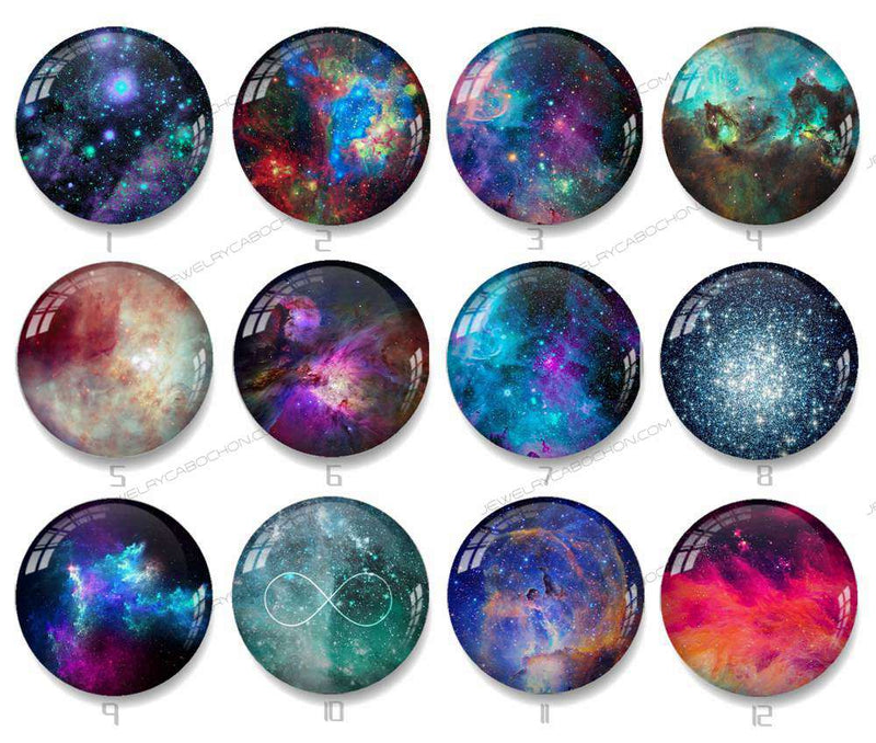 Handmade Round Photo Glass Cabochon Starry sky 236B
