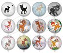 Handmade Round Photo Glass Cabochon deer 1102B