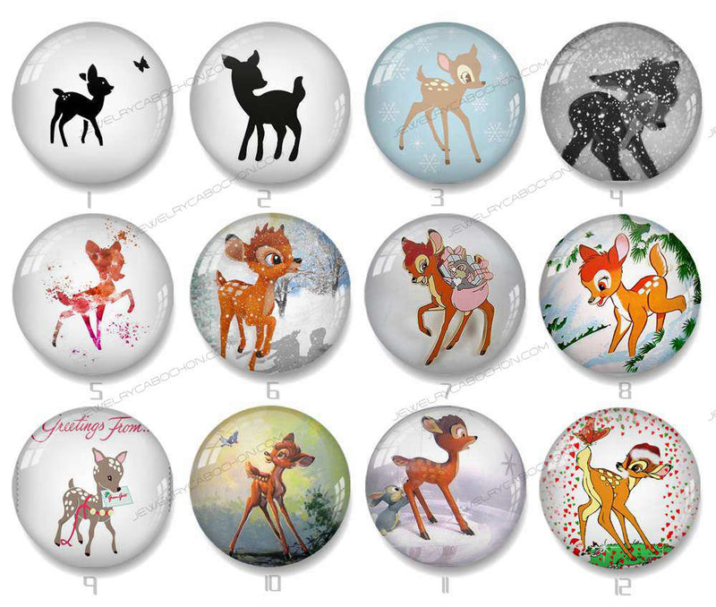 Handmade Round Photo Glass Cabochon deer 1102B