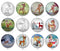 Handmade Round Photo Glass Cabochon deer 1105B